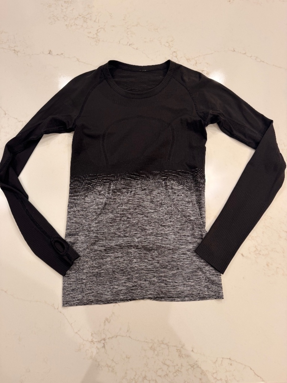 Lululemon Black & Gray Seamless Long Sleeve Workout Top